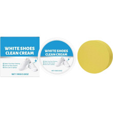 White Shoe Cleaner Cream 100g with Sponge, No-Wash Cleaning Paste for Sneakers