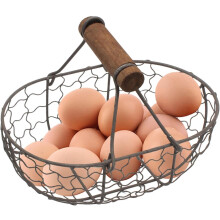 Chicken Egg Basket with Handle, Wire Collecting Basket Countertop Fruit Storage