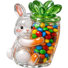 25cm Easter Bunny Candy Jar, Decorative Storage Jar for Chocolate Candy Table Decor