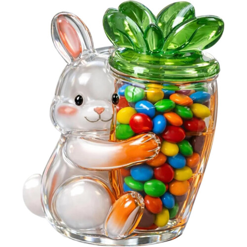 25cm Easter Bunny Candy Jar, Decorative Storage Jar for Chocolate Candy Table Decor
