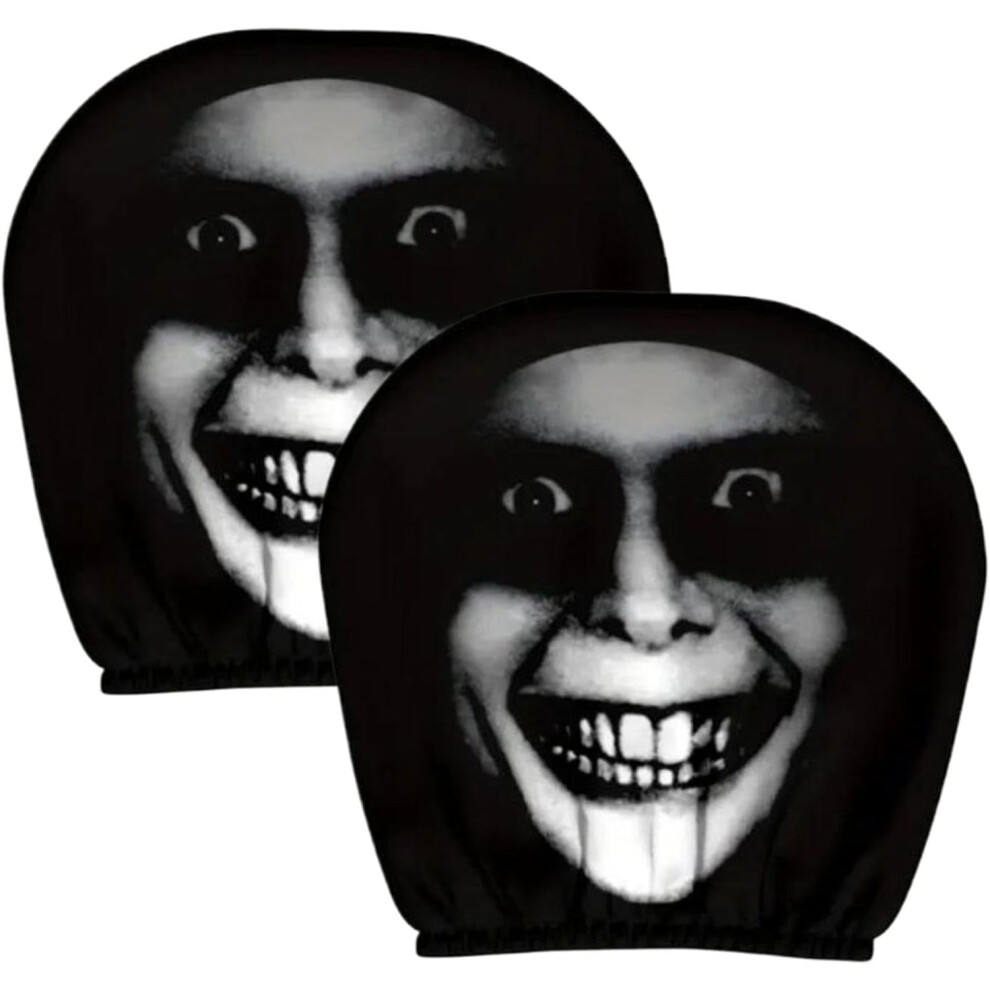 Funny Scary Face Car Headrest Covers, Halloween Interior Accessories Dark 5437706394617