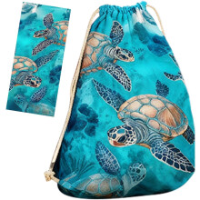 2-in-1 mikrokuituinen Turtle Beach -pyyhepussi, muunneltava pyyhereppu