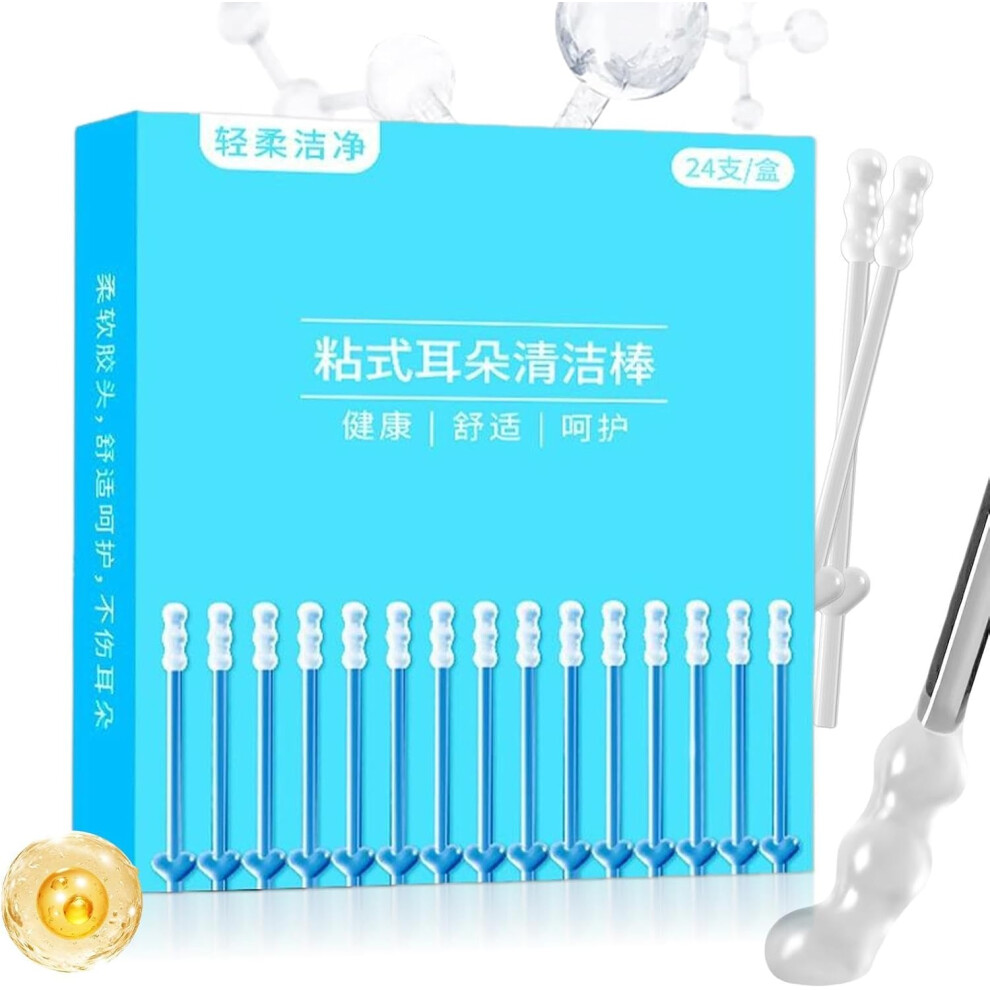 Oimg 24 Pieces Sticky Ear Clean Sticks, Reusable Ear Wax Removal Tool