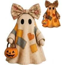 Valaistu vintage-tilkkutyökummitushahmo, käsintehty LED-halloween-koriste