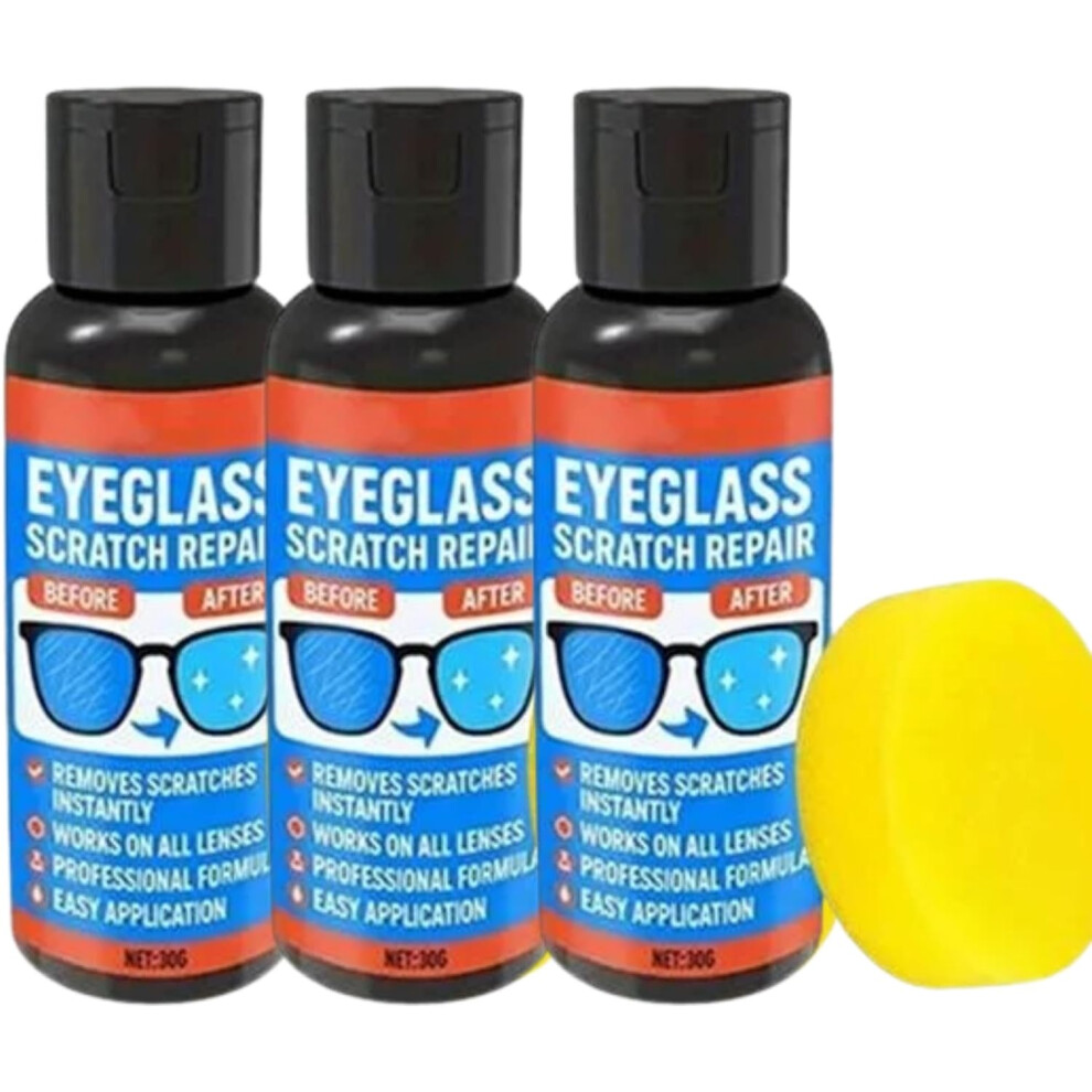 Oimg 3Pcs 30G Eyeglass Scratch Remover, Glasses Repair Kit With Sponge