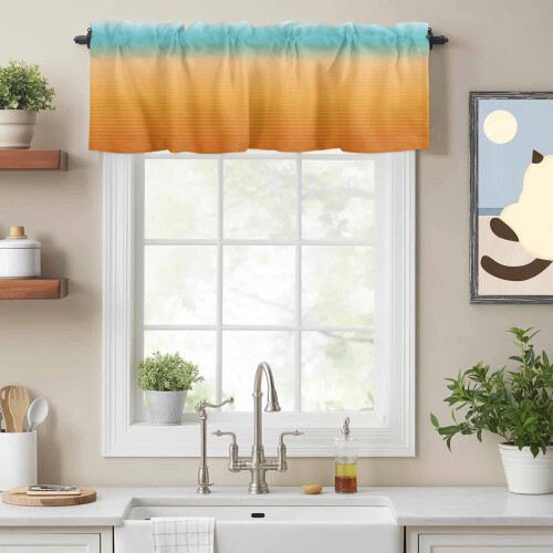 Orange blågrøn ombre stanglommekappe 102x30 cm 1