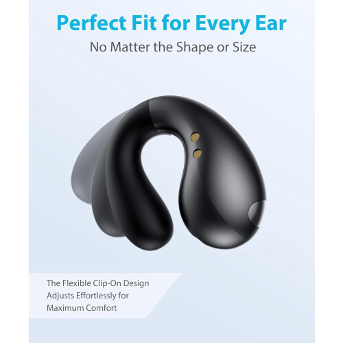 Open Ear Earbuds Ergonomic Clip Bone Conduction Black 1