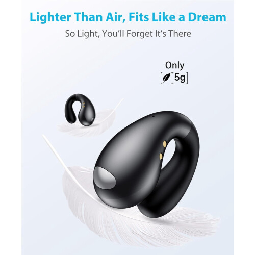Open Ear Earbuds Ergonomic Clip Bone Conduction Black 2