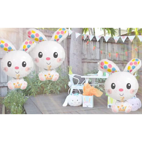 Ensemble de 1 ballon décoratif en mylar lapin de Pâques 2