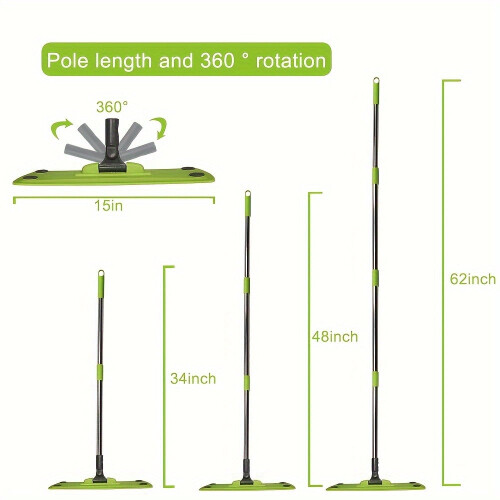 Balai plat en microfibre pour parquets avec 2 embouts lavables 2