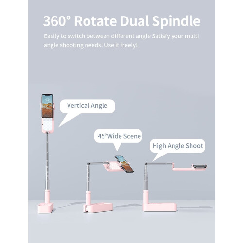 Extendable Selfie Stand with 360 Rotation and 2