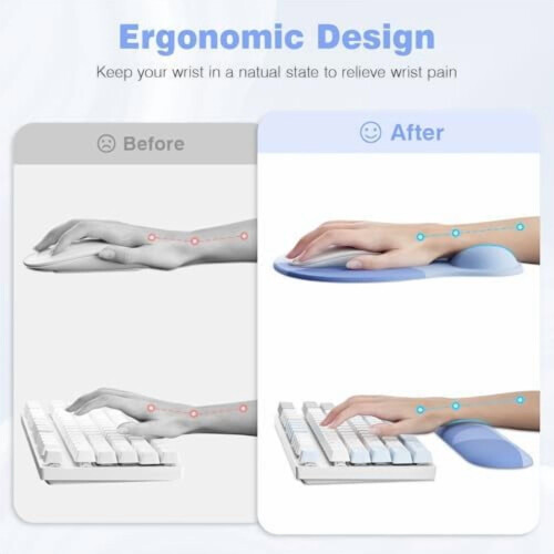 Conjunto de apoio de pulso ergonômico para teclado com mouse de espuma viscoelástica 2