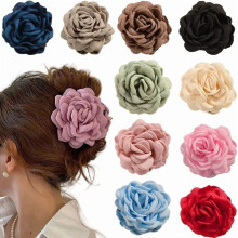 Pinzas para el cabello con forma de rosa, tela de algodón, tamaño mediano, 16 colores.