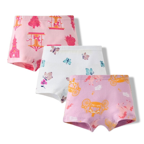 Flickkalsonger i bomull med fjärilstryck, 3-pack 1