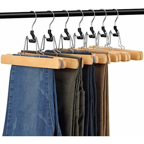 Hosenbügel aus Naturholz mit Clips, 12er-Pack 1