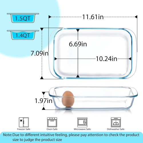 Glass Baking Dish Rectangular 1.5 Quart 1