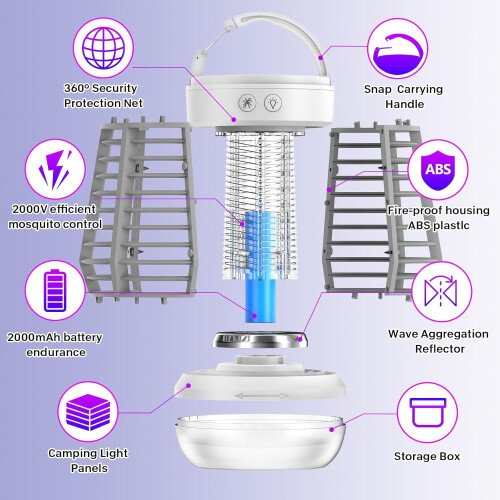 Fly Trap and Bug Zapper 2000V 3-in-1 White 2