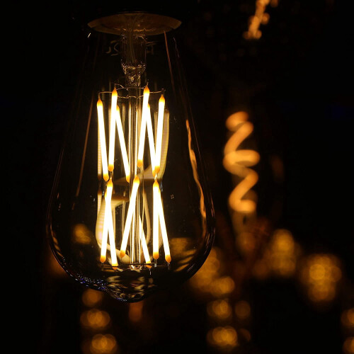 Ampoule Edison à intensité variable 3000K 12W 1200LM E26ST64 Verre transparent 2
