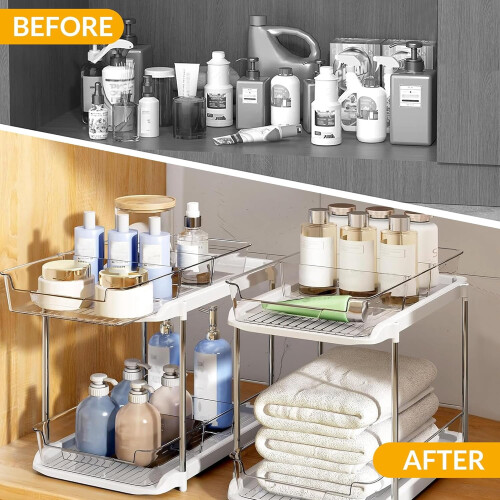 Undervasken Organizer 2-lags stabelbar med justerbar 1