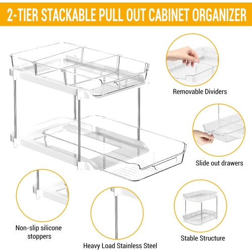 Undervasken Organizer 2-lags stabelbar med justerbar 2