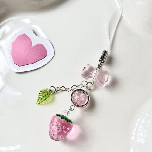 Handy-Anhänger mit rosa Kirsch-Erdbeere für Mädchen 2