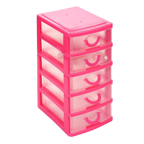 Bureaulade-organizer van kunststof met 5 laden, rood 1