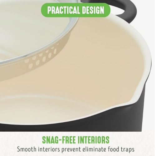 Ceramic Nonstick Stockpot 6 Quart Black 1