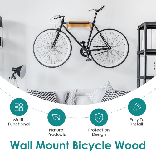 Support mural en bois pour vélos, pour une utilisation intérieure ou dans un garage. 1