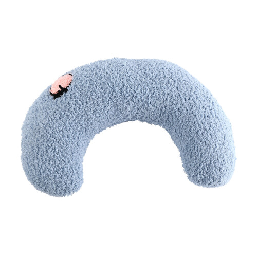 Cuscino morbido a forma di U per cani e gatti, colore blu. 1