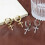 Gold Cross Earrings 14K Gold Plated Drop Dangle 5