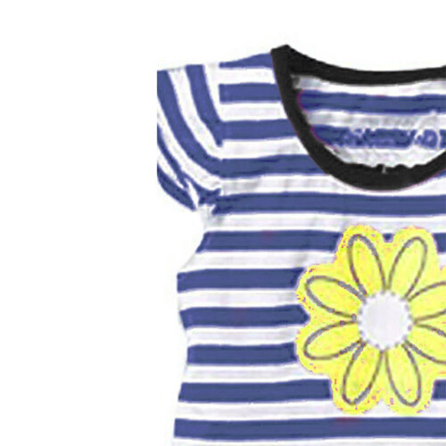 Mädchen-Set: Rüschenoberteil mit Blumenmuster und einfarbige Hose, blau, Größe 5-6 2