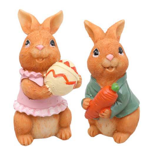 2PCS Easter Rabbit Decorations, Bunny Ornaments for Outdoor Garden, Lawn, Tabletop – Compatible with Easter 1