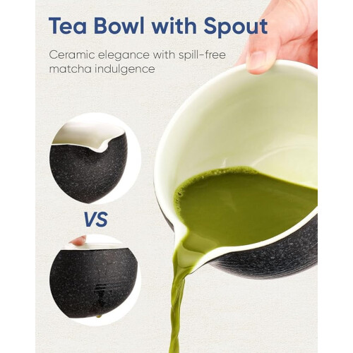 Ciotola da matcha in ceramica con beccuccio e supporto per frusta 500 ml 2