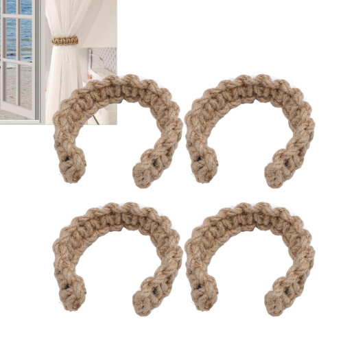 Jute-Gardinenhalter aus Edelstahl, 4er-Pack 1