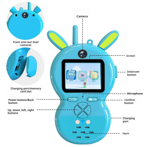 Talkies-walkies pour enfants avec caméra, forme d'animal, portée de 150 m 1