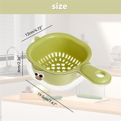 Cesta de drenaje de plástico de 3 niveles con asa, color verde. 2