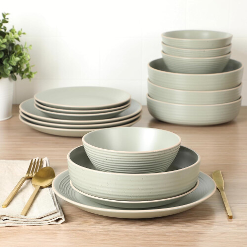 Dinah stoneware double bowl set sage green 16 pcs 2