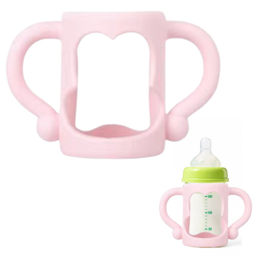 Poignée de biberon rose à large ouverture, compatible avec les 2e et 3e bébés 1