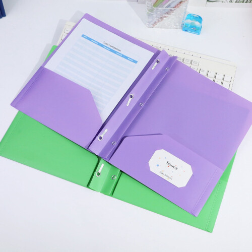 Poly Two-Pocket Folder Letter Size Pink 3-Hole Punch Flip 2