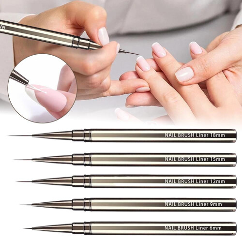 Πινέλο για σχέδια νυχιών με ακρυλικό UV gel 5 τεμάχια 1