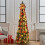6 Ft Pre-lit Christmas Tree Green Gold 180cm Collapsible 2