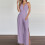 Women's Purple Jumpsuit Solid Loose Fit XL 2