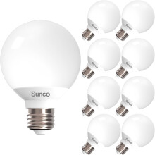 Ampoules de salle de bain Sunco G25 blanc chaud 3000K (lot de 8)
