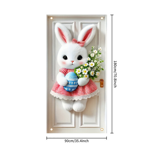 Faixa de porta com coelho da Páscoa, 71x35 polegadas, 1 peça 2