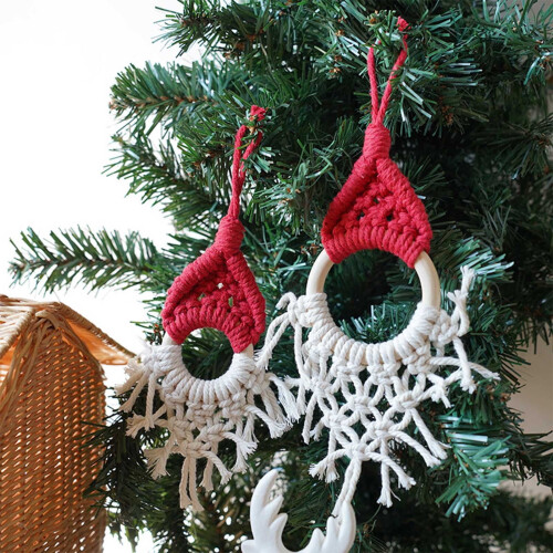 Décoration murale en macramé style bohème 5,3 x 17 cm