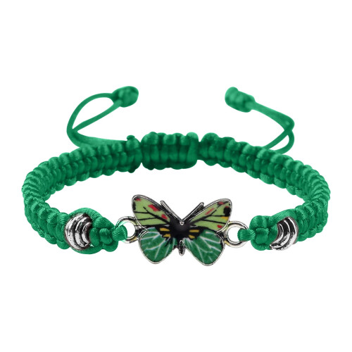Butterfly Charm Bracelet Adjustable Handwoven for Teens
