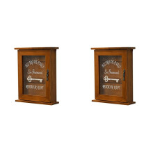 2X Boîte à Clés en Bois, Rétro, Murale, Armoire à Clés avec Porte Magnétique, Rangement en Bois Massif Durable avec 6 Crochets-A