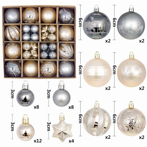 Christmas Tree Ornaments Shatterproof Iron Grey Champagne