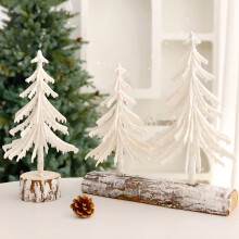 Mini Christmas Tree Ornament European Style White 5.07 Inch