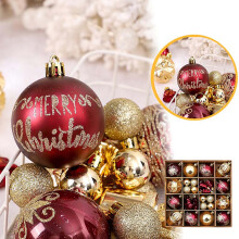 Christmas Ball Ornaments Set Gold Shatterproof Plastic 42